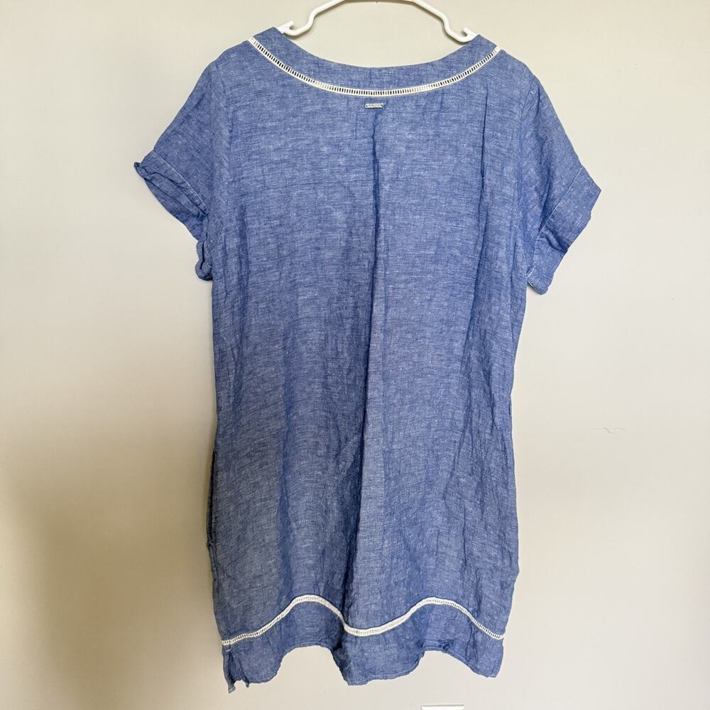 Nautica Womens Linen Shift Dress XL Midi Coastal Resortwear Lagenlook Beach - Picture 7 of 7